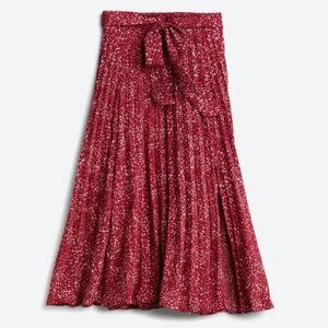 NWT Skies Are Blue: Saige Eco Pleated Midi Skirt MP Burgandy Print Stitch Fix